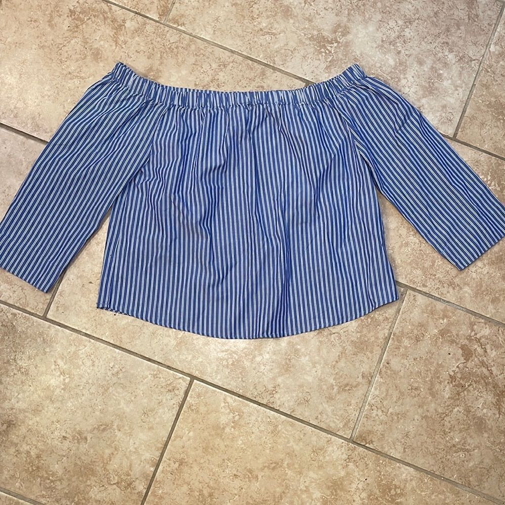 Striped off the shoulder top